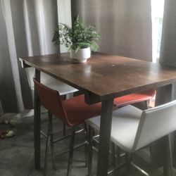 CB2 Bar Dining table and 4 high Bar Chairs  