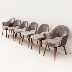 Knoll Saarinen Executive Chairs in Gray Mohair