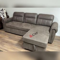 Reversible Sleeper Sectional Sofa With Storage Chaise
