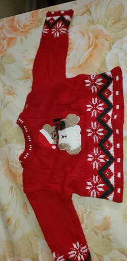 Red Infant Christmas Teddy Bear Sweater 0-3 mo
