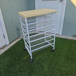Elfa Rolling Cart With 5 Wire Basket Drawers