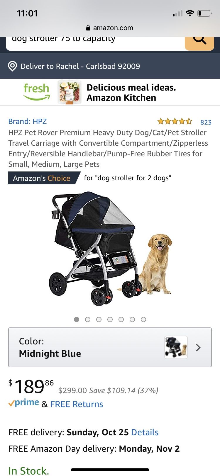 Dog stroller for up to 75 lbs