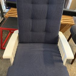 White Wood With Blue Glider Rocker Rocking Chair