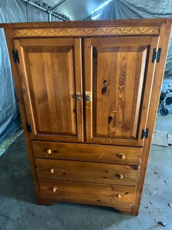 Solid Wood Armoire with Drawers
