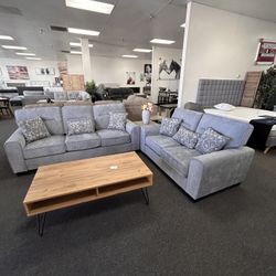 Light Grey Linen Sofa And Love Seat Couch 
