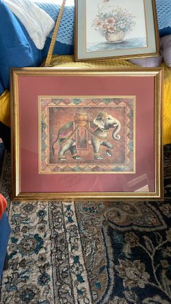 Indian Style Elephant Signed Elaine Vollherbst 27x31