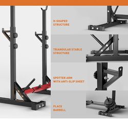 Elevens Squat Rack Stand Adjustable Bench Press Rack Barbell Rack Stand Multi-Function Weight Lifting Rack for Home Gym Strength Training

New In Box 