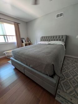 Queen Gray Upholstered Bed