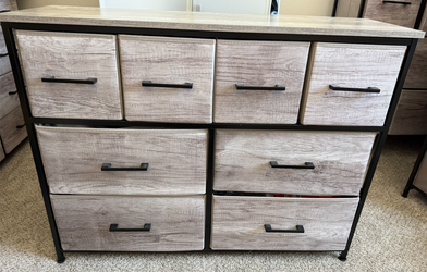 Sorbus Dresser with 8 Faux Wood Drawers - Greige color - Fabric bins