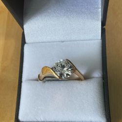 Ladies Gold Vermil Sterling Silver Ring Size 10 With 3.5 Ct Russian Flawless CZ