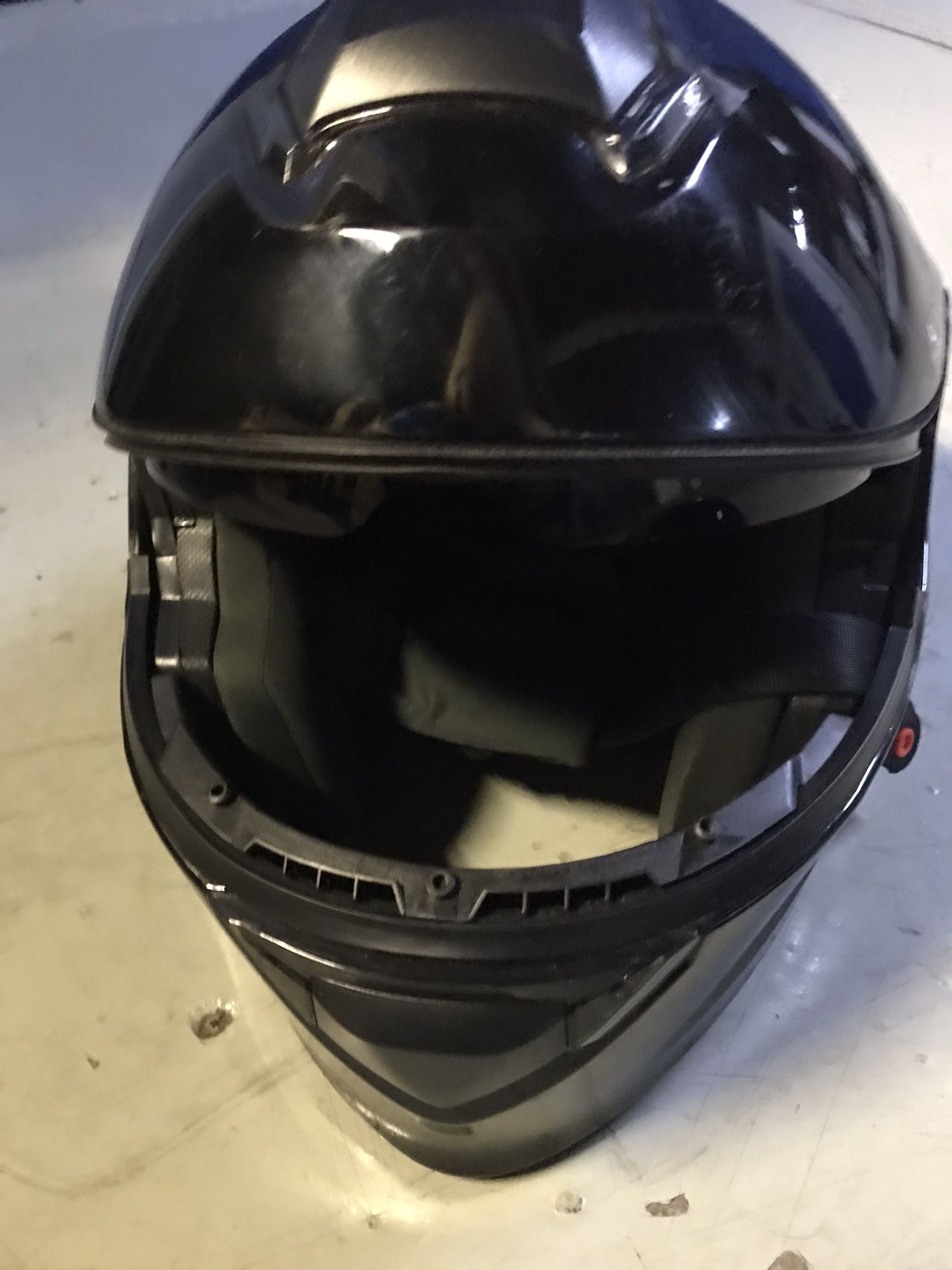 Helmet with slide down shield and up Microphone Insert. for a motorcycle