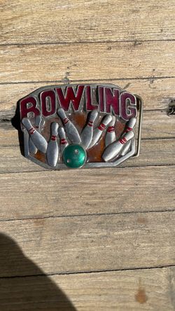Vintage bowling heavy pewter belt buckle.
