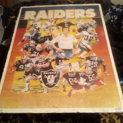 1987 International Galleries Raiders Poster board With Tom Flores