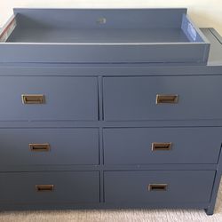 Graphite Blue Bria 6 Drawer Double Dresser