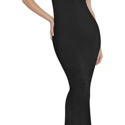 Women Bodycon Dresses Ribbed Maxi Dresses Basic Summer Casual Lounge Long Dress Black Wedding Guest Dress Formal Party Size L  Brand new 