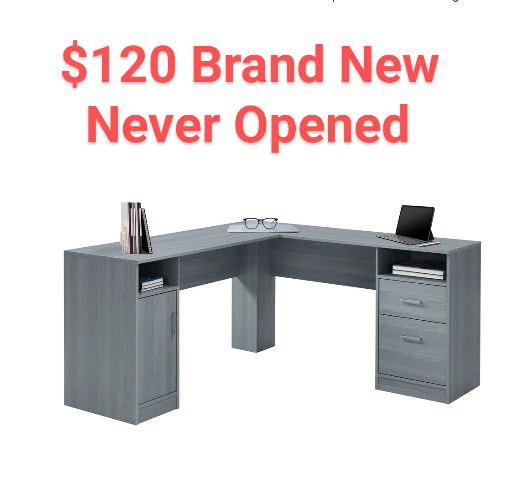 BRAND NEW L-Shape Desk with Storage - Grey
