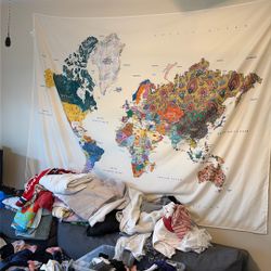 Large World Map Tapestry
