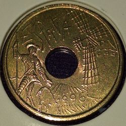 1996 Spain 25 Peseta Castilla La Mancha Coin