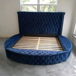 Round bed storage bed new velvet