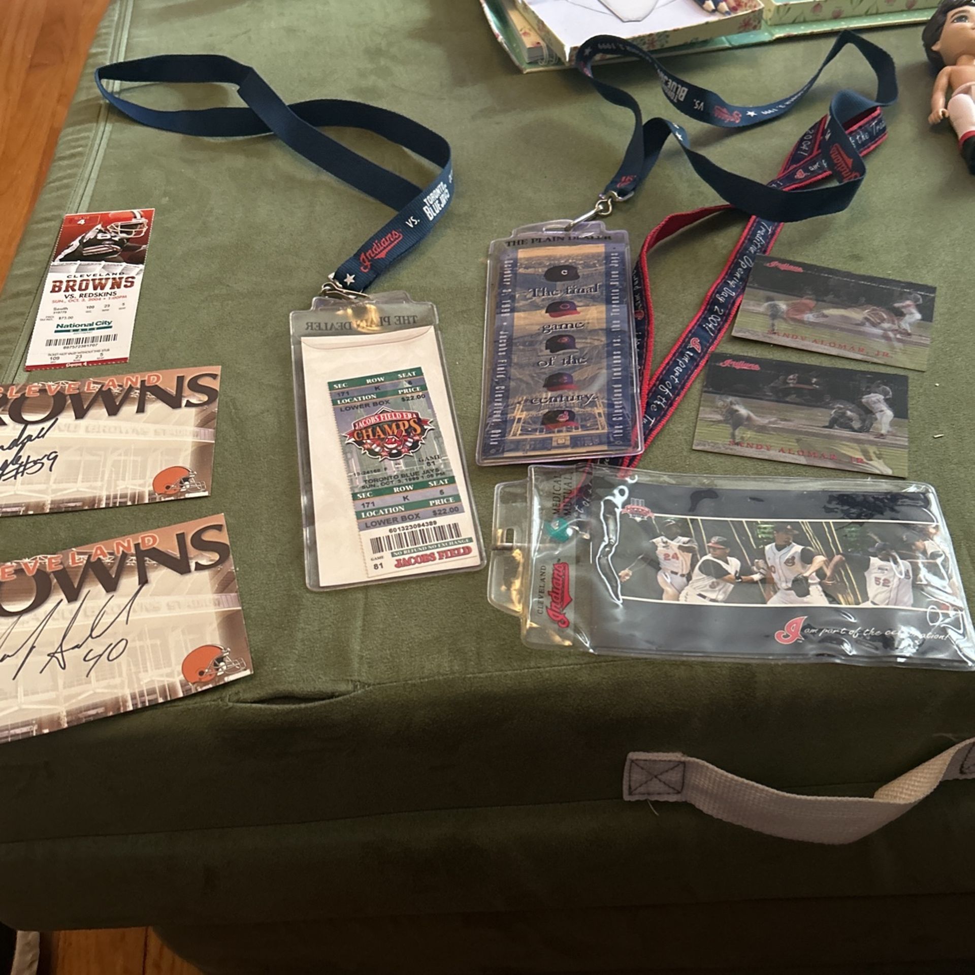 Cleveland Browns And Indians Tickets, Lanyards And Autographs