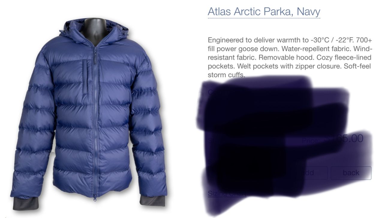 Mens XS Down Parka