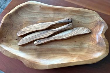 Wooden Bowl & 3 Spatulas Set