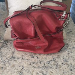Coach pebbled leather shoulder / crossbody bag 