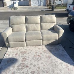 Reclining Sofa Upholstery Beige Color 6 Months Old 