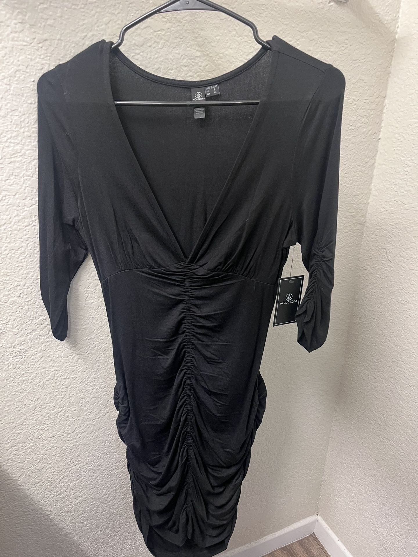 Volcom Ruched 3/4 Sleeve Small Dress