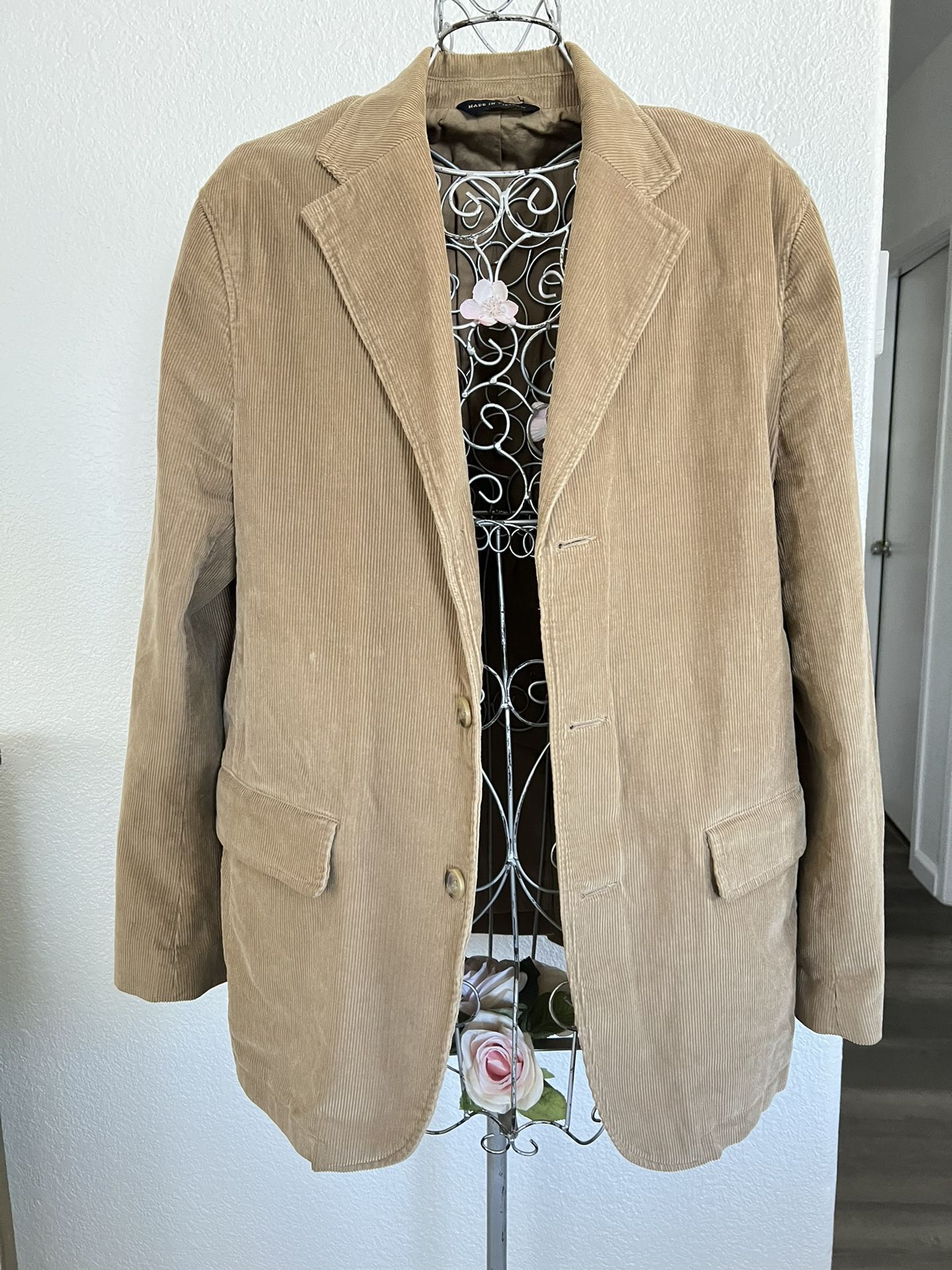 Vintage Banana Republic Mens Tan Brown Corduroy 3 Button Sport Blazer Jacket 42 R