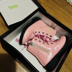 Toddler Pink Lace-up Boots - 5