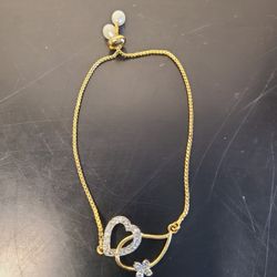 Gold Chain Adjustable Heart Pearl Bracelet
