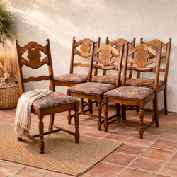 Vintage Wood Dining Chairs (Set of 6) – Upholstered – $30 each