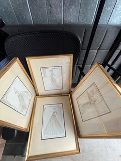 Set of 4 Framed Fashion Illustration Prints