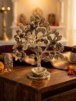 Brass Tree of Life Diya Candle Holder