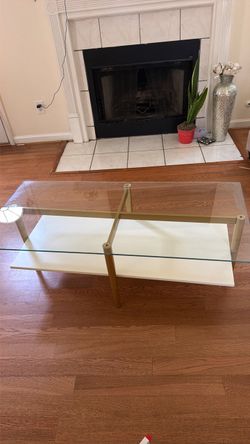 Glass Top Coffee Table with Lower Shelf