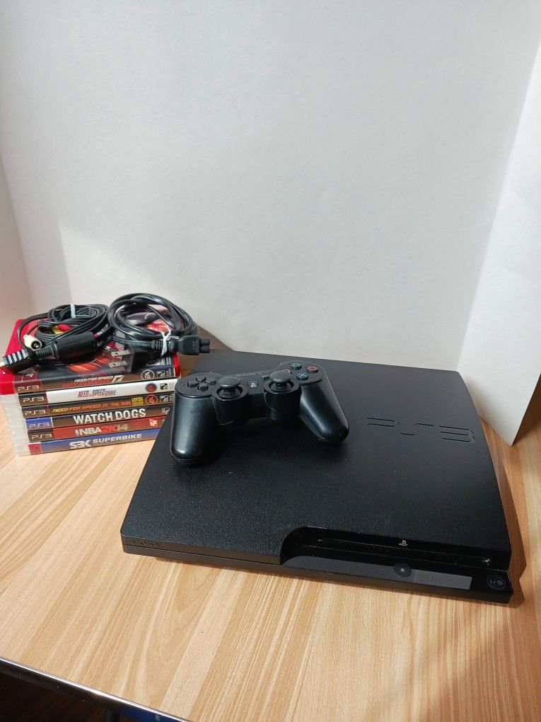 PS3 Slim Console with Controller and 6 Games