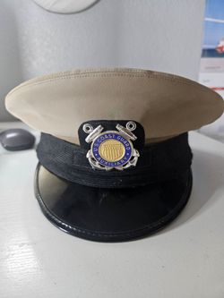 Vintage US Coast Guard Auxiliary Officers Combination Visor Cap Art Caps NY