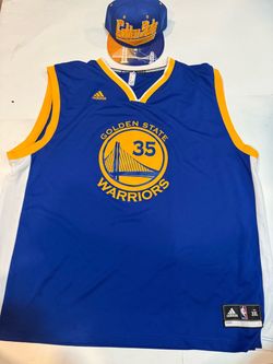Kevin Durant Golden State Warriors Rev 3X Adidas Blue Swingman Jersey  And Hat