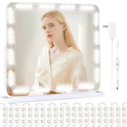 Led Vanity Lights for Mirror,10ft Hollywood Style Makeup Mirror Lights, 10 Levels Brightness Dresser Lighting Strip Kit with Dimmer for Vanity Table,