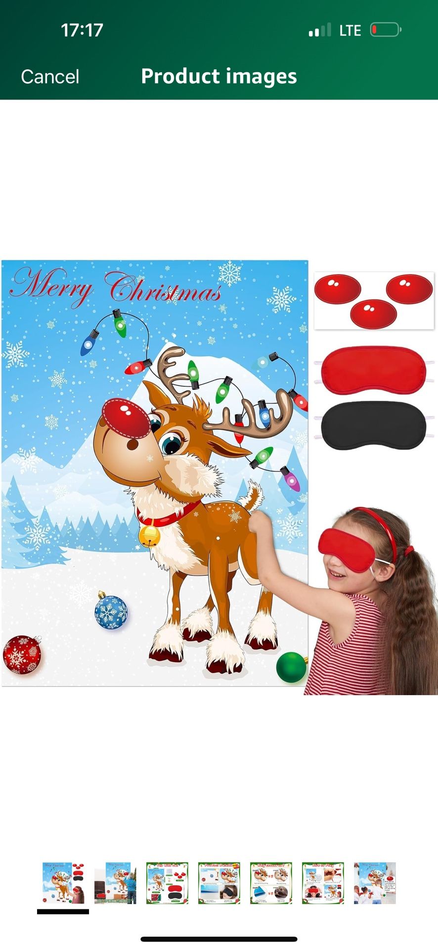 Brand New Christmas Games, for Kids, Family Party, Pin The Nose on Rudolph Game, Fun Xmas Games, Classic Design, with Premium Poster, Reusable Sticker