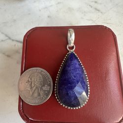 Large 925 Sterling Silver Teardrop Shaped Blue Gemstone , Tested In Photos, Marked 925 On Bale . Beautiful!! 