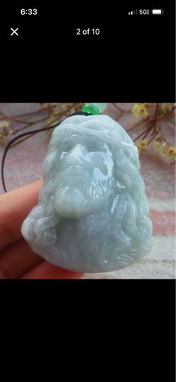 Certificate Jadeite Jade Green God Jesus Pendant
