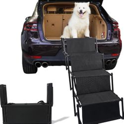 $59.99 AMAZON.  Widen 4 Steps Folding Dog Car Steps for Large Dog, Portable Pet Stairs with Increased Nonslip Surface for High Beds, Truc