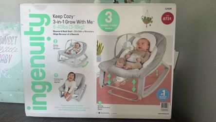 NEW Ingenuity Keep Cozy 3-in-1 Baby Bouncer & Rocker