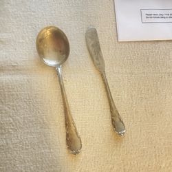 Vintage Lunt Sterling silver Spoon And knife