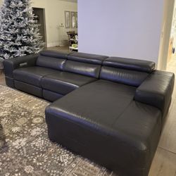 Real Leather Sectional And Sofa Recliner Set - Free Delivery 🛻