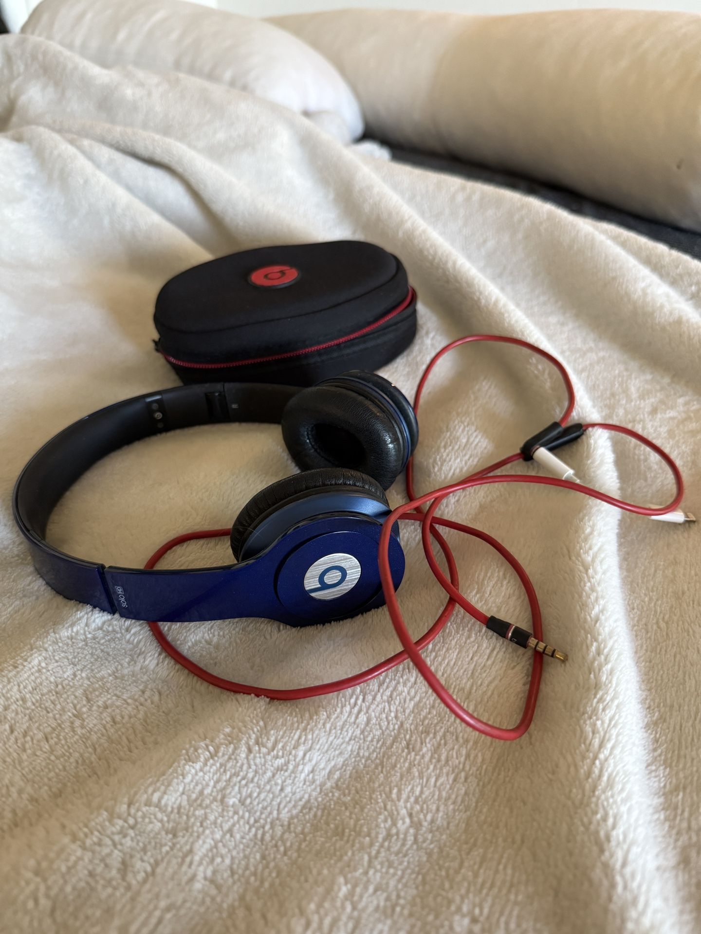 Beats By Dre Solo Headphones with cord, adapter, And Original Case