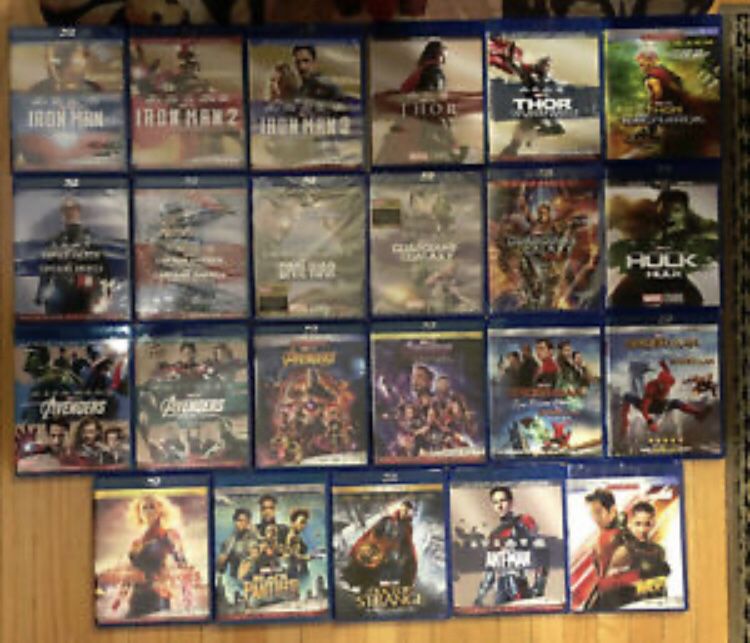 23 Marvel Movies Blu-ray, Complete Avengers MCU phase 1-4 all for $200, or $14 dollar Each, Disney Marvel DC Harry Potter the Star Wars movies Bluray