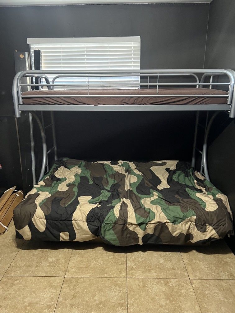 Twin Over Full / Futon Bunkbed; Grey Metal